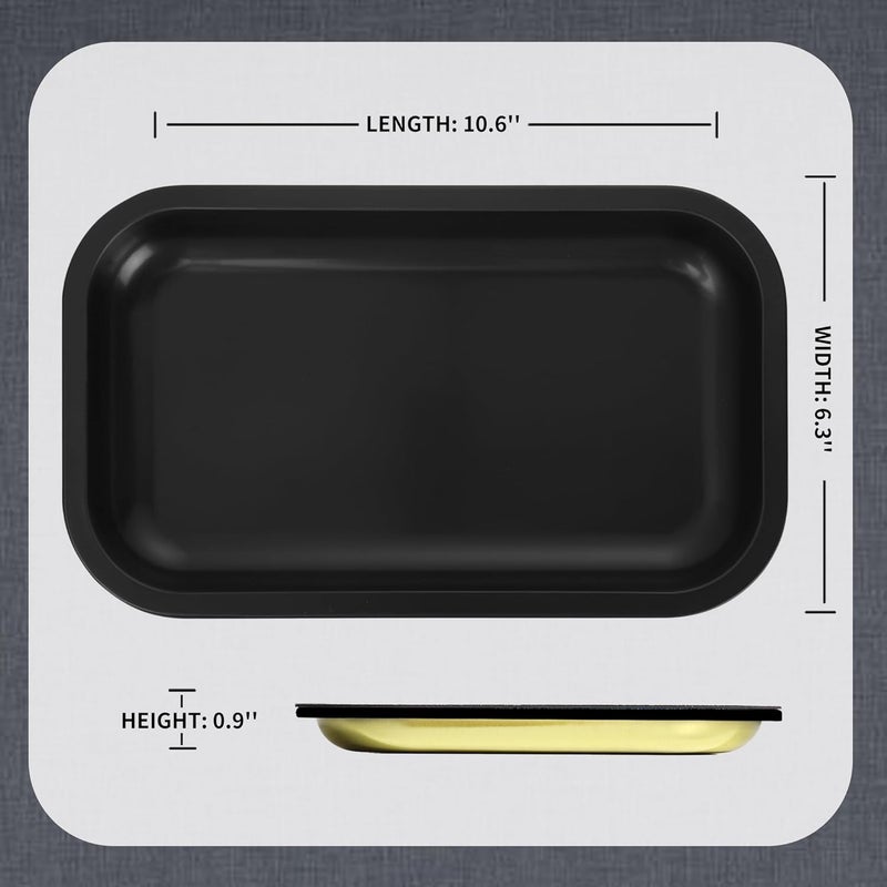 PYSEA Large Metal Tray with Magnetic Lid, Decorative Tray, Ideal Storage for Home or Travel, 10.6 x 6.3 Inches (Black) - Image 3